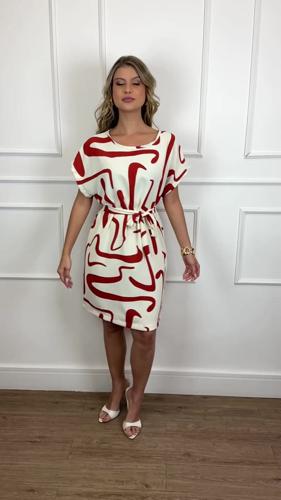 Vestido confortável solto / Feminino de Poliéster /Leve /Dia das Mães