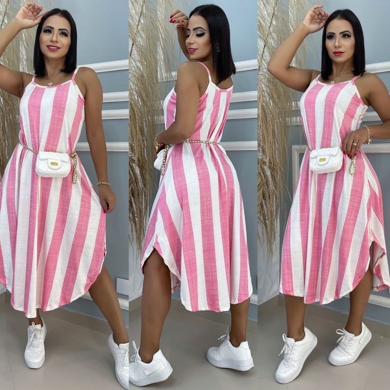 VESTIDO MIDI ALÇA ROMANTIC MODA VERÃO 2026