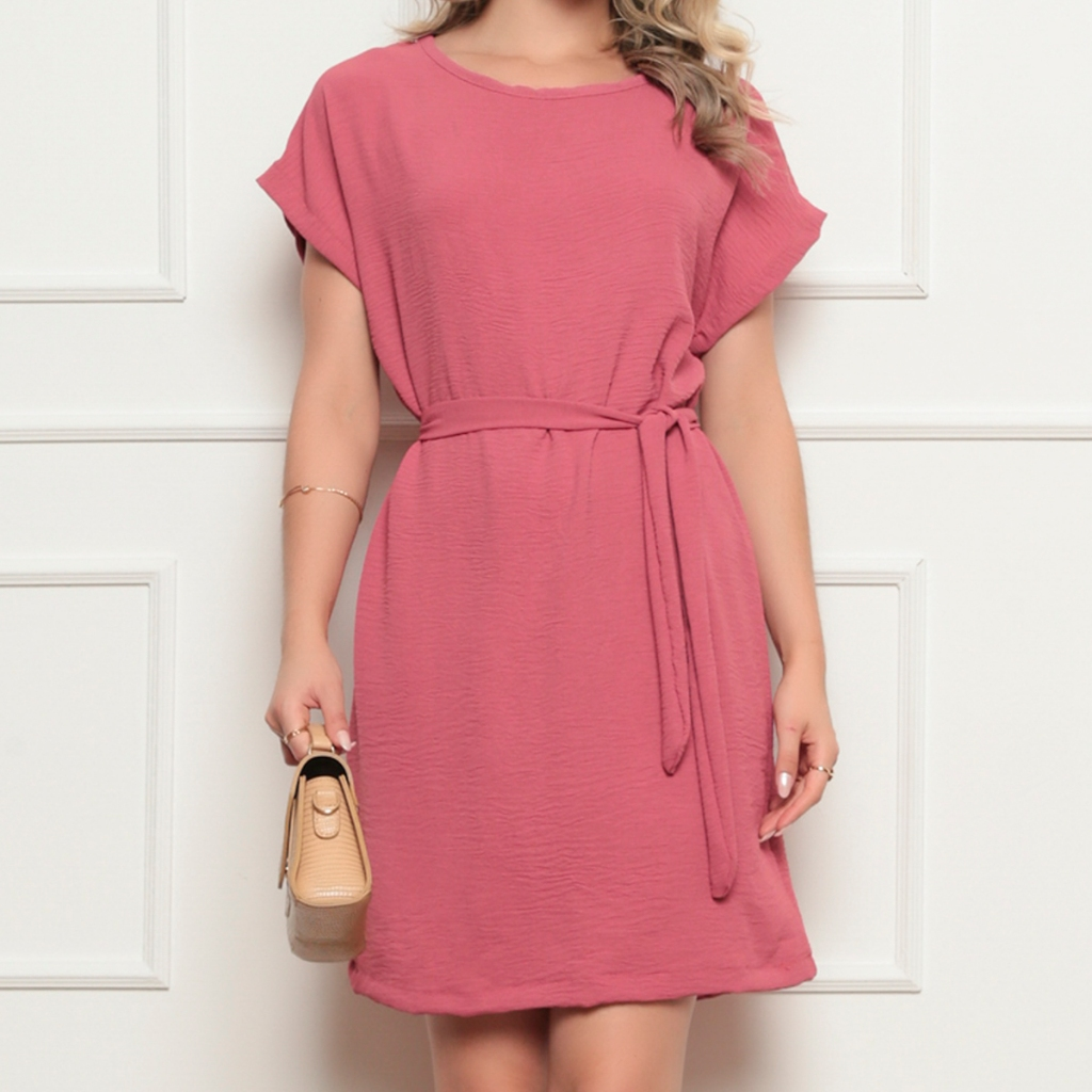 Vestido confortável solto / Feminino de Poliéster /Leve /Dia das Mães