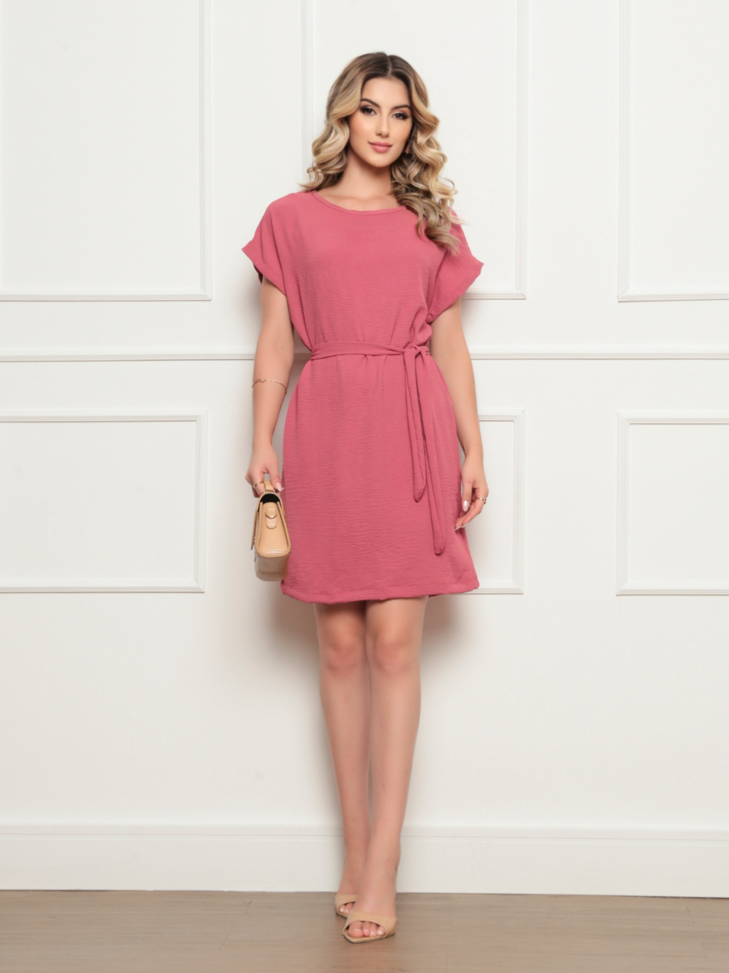 Vestido confortável solto / Feminino de Poliéster /Leve /Dia das Mães