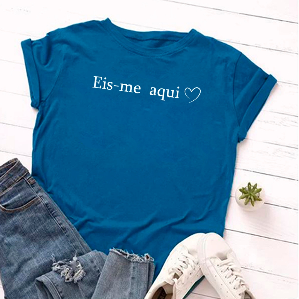 T-shirt Blusa Linda Eis-me Aqui Senhor Camiseta Feminina Camisa