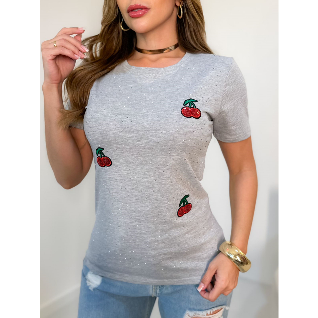 Blusa Feminina Cropped T-Shirt Algodão Moda Verão /3RD SD1252