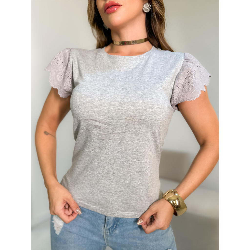 Blusa Feminina Camiseta T-Shirt Liso Algodão Moda Verão 3RD SD1275
