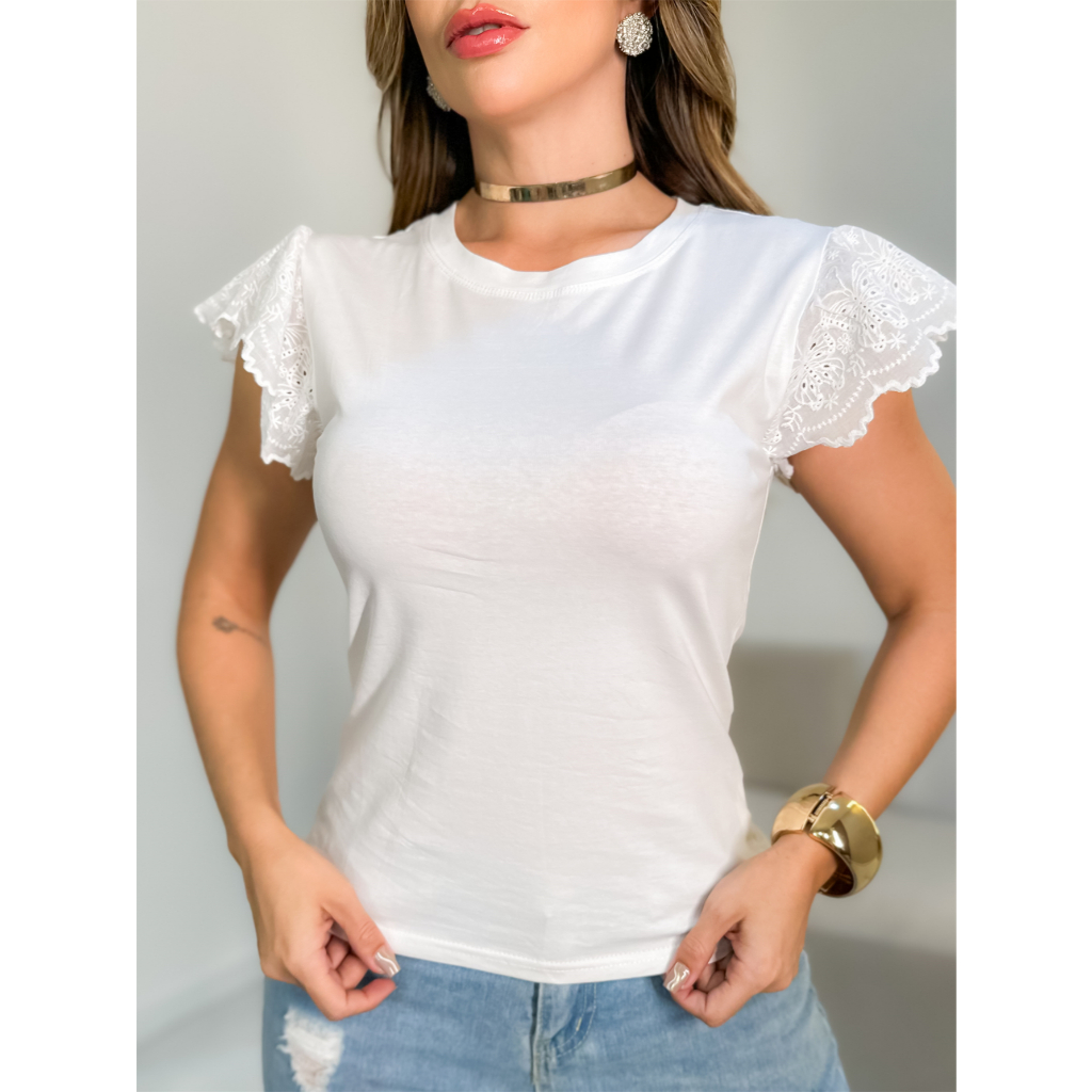 Blusa Feminina Camiseta T-Shirt Liso Algodão Moda Verão 3RD SD1275