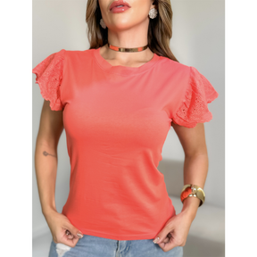 Blusa Feminina Camiseta T-Shirt Liso Algodão Moda Verão 3RD SD1275