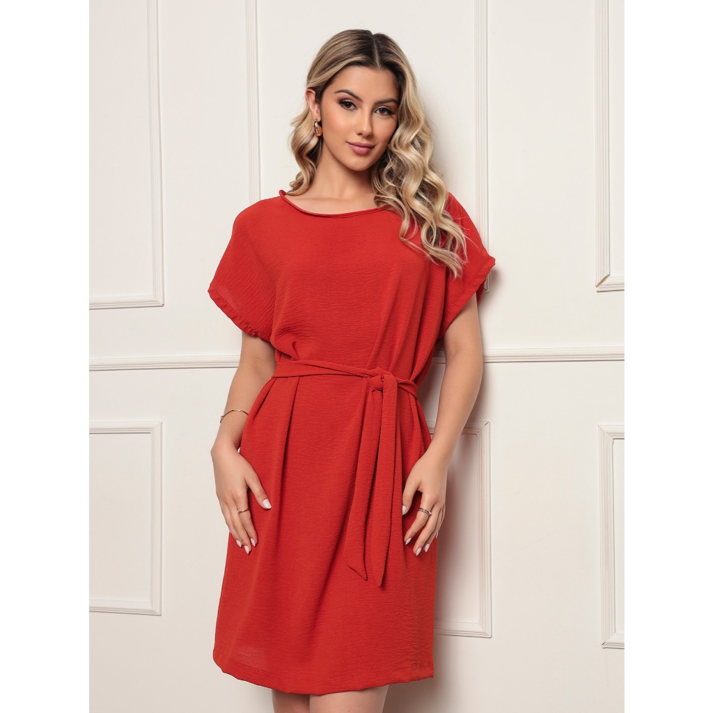 Vestido confortável solto / Feminino de Poliéster /Leve /Dia das Mães