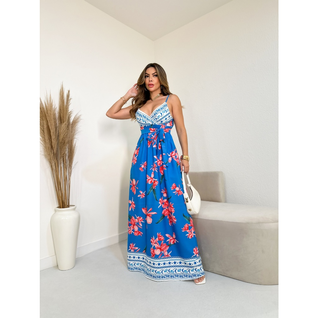 Vestido Feminina Longo Floral  Verão