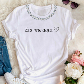 Camiseta camisa blusa t-shirt cristã manga curta evangelica catolica eis-me aqui moda feminina