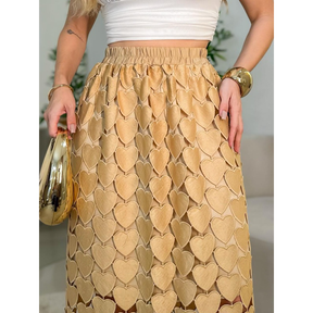 Saia feminina desenho de coração dentro com forrado modas JN6260