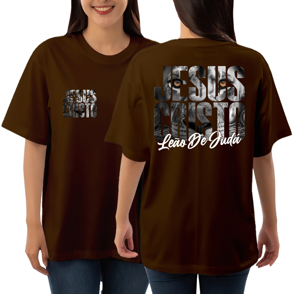 Camiseta Religiosa Feminina Leão de Judá Jesus Cristo 100% Algodão Moda Evangélica - PP ao G1
