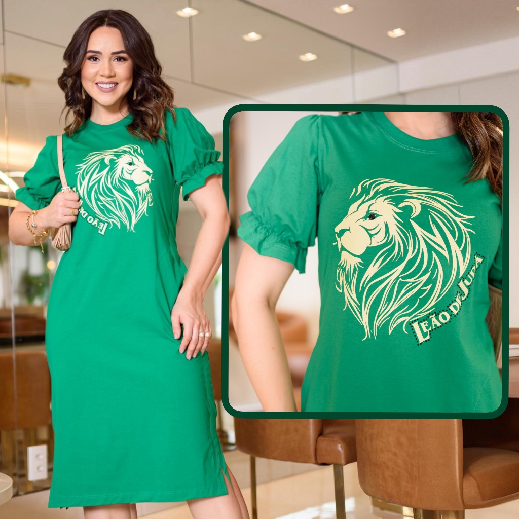 Vestido Midi Moda Evangelica Fenda Lateral Elegante Moda Casual Com Silk Soltinho Manga Bufante Cor