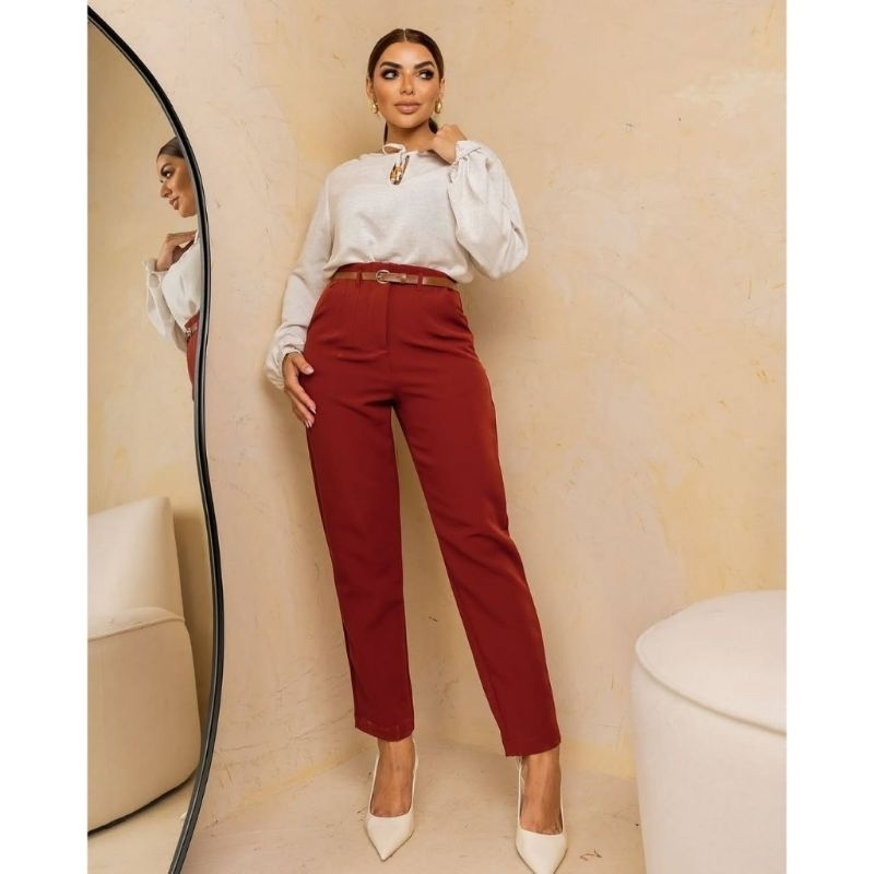 CALÇA FEMININA ALFAIATARIA ZARA CINTURA ALTA COM ZÍPER NA LATERAL ACOMPANHA CINTO