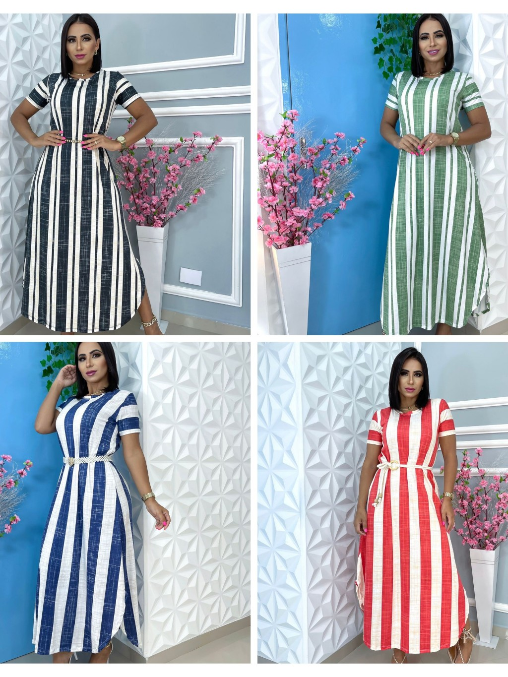 Vestido Longo Saruel Feminino Manga Romantic Roupa FemininaA