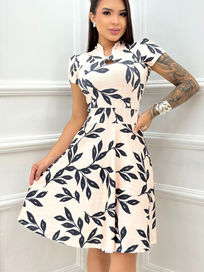 Vestido Feminino Estampado Rodado Soltinho - Moda Evangélica Elegante Sofisticada