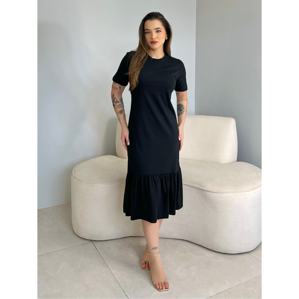 Vestido Feminino Midi Moda Evangélica Elegante Casual Algodão Premium