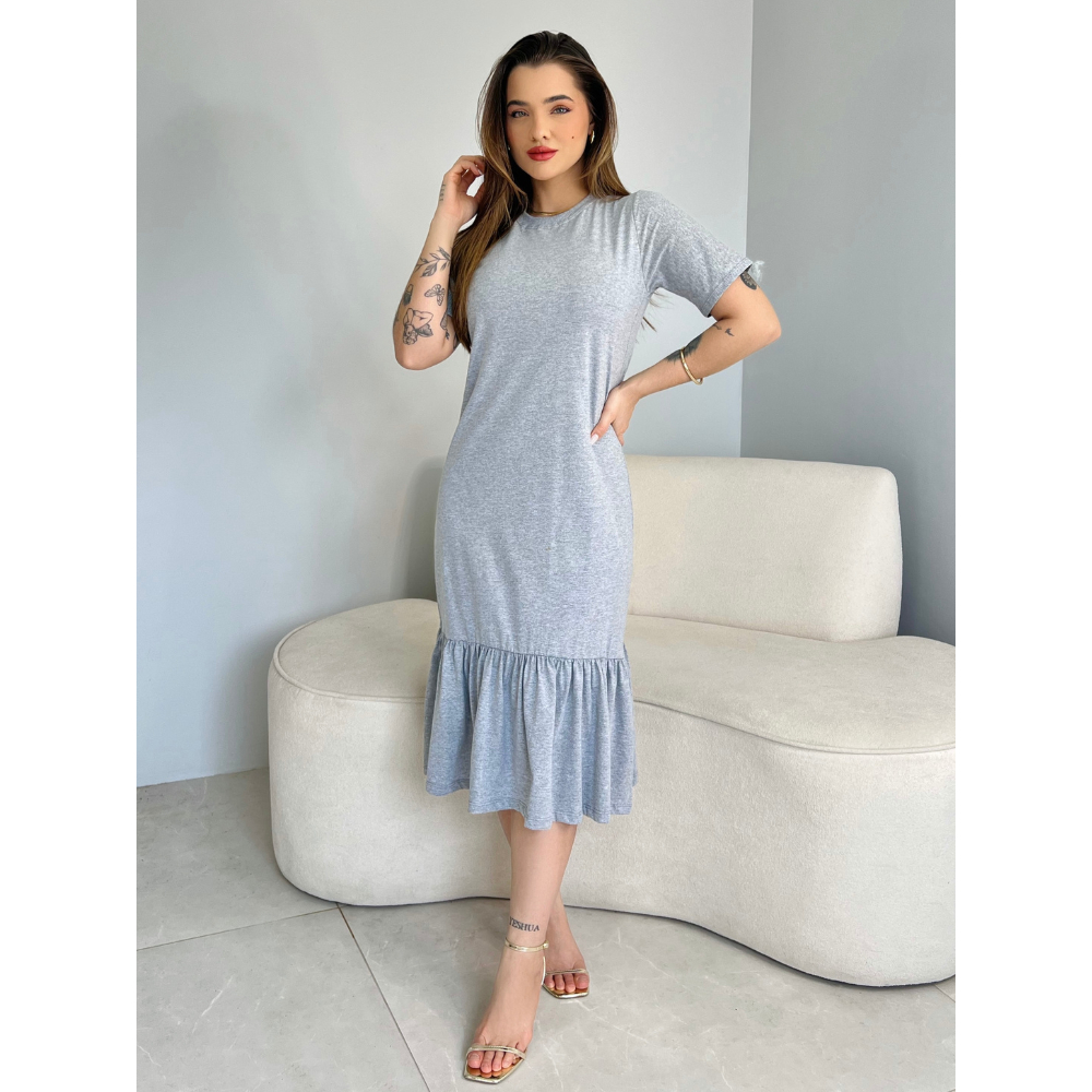 Vestido Feminino Midi Moda Evangélica Elegante Casual Algodão Premium