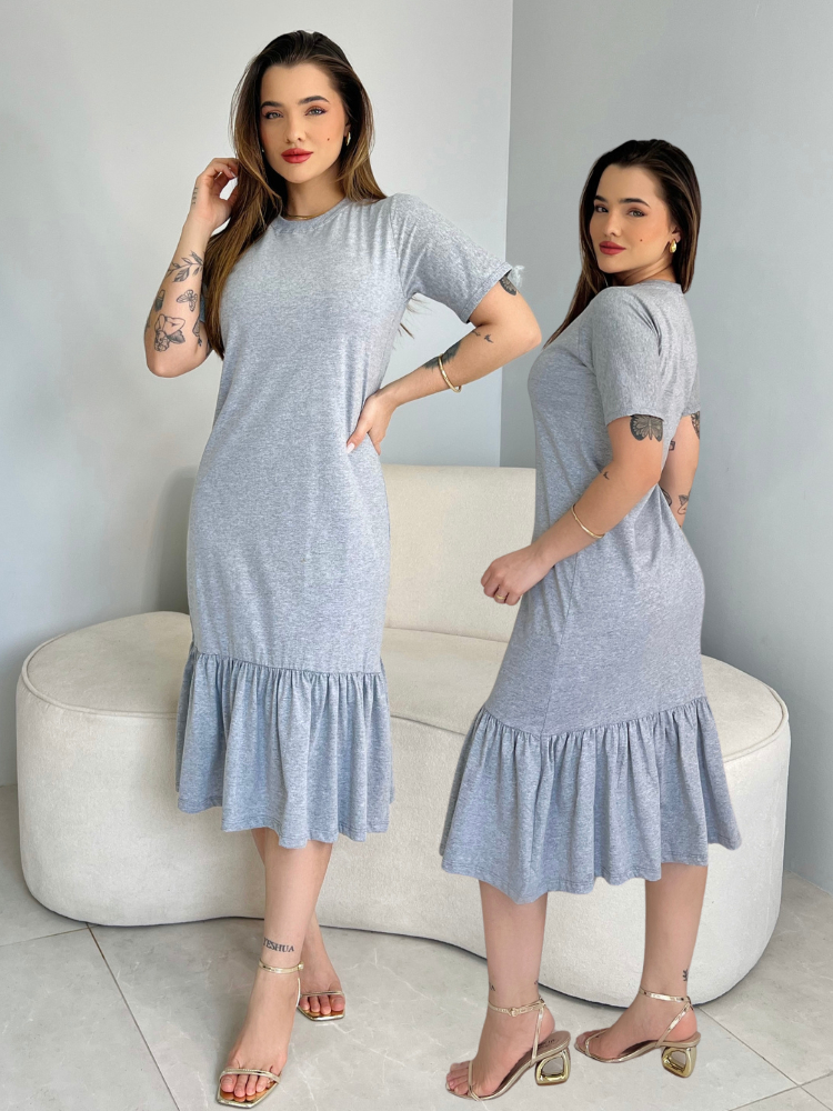 Vestido Feminino Midi Moda Evangélica Elegante Casual Algodão Premium