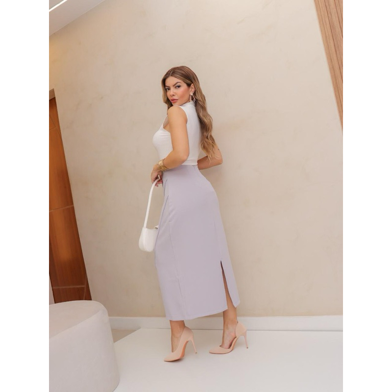 Saia feminina atrás com zíper modas LS175