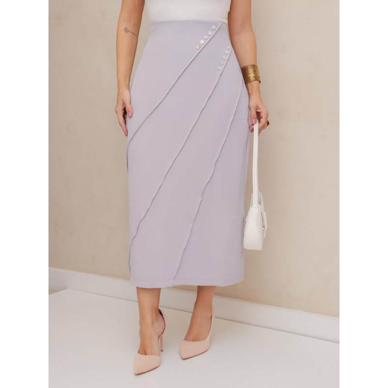 Saia feminina atrás com zíper modas LS175