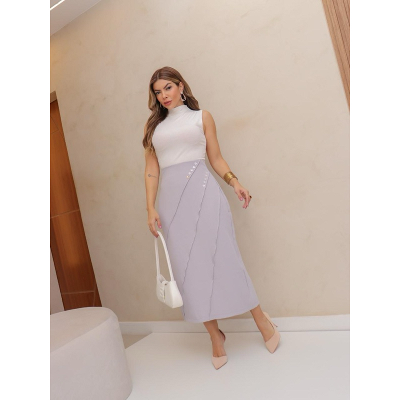 Saia feminina atrás com zíper modas LS175