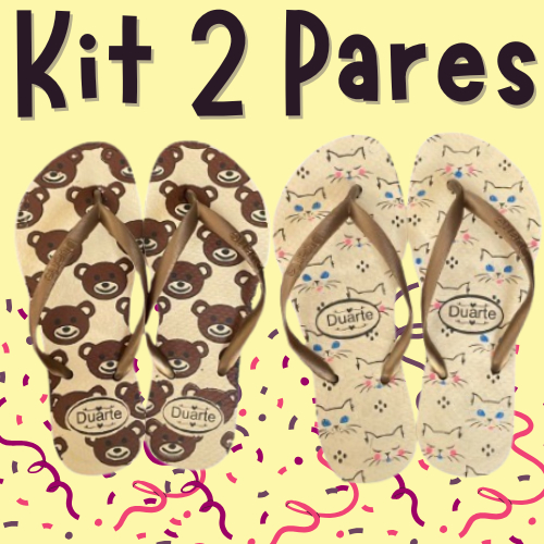 [ Compre 1 Leve 2 ]Kit 2 Pares de Chinelo Feminino Estampado Blogueira