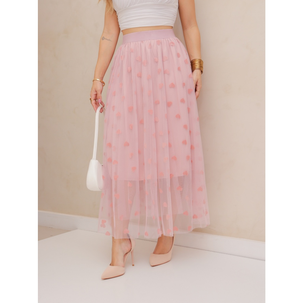 Saia de Tule Longa Feminina Forrada Evangélica Elegante Moda 3RD SD1502