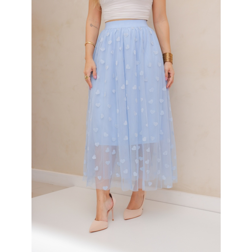 Saia de Tule Longa Feminina Forrada Evangélica Elegante Moda 3RD SD1502