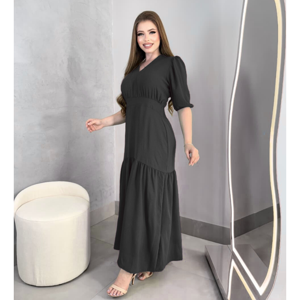 Vestido Longo Liso Duna Evangelico