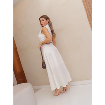 Vestido longo feminina com cintura preto modas JN6259