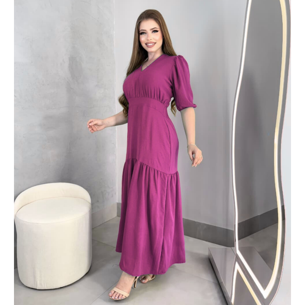 Vestido Longo Liso Duna Evangelico