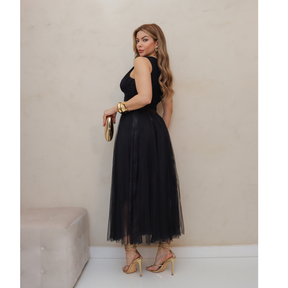 Saia de Tule Longa Feminina Forrada Evangélica Elegante Moda 3RD SD1556