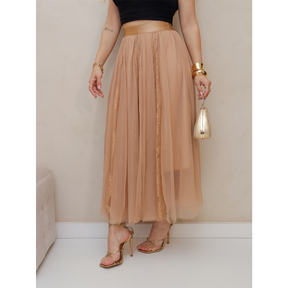 Saia de Tule Longa Feminina Forrada Evangélica Elegante Moda 3RD SD1556