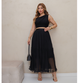 Saia de Tule Longa Feminina Forrada Evangélica Elegante Moda 3RD SD1554