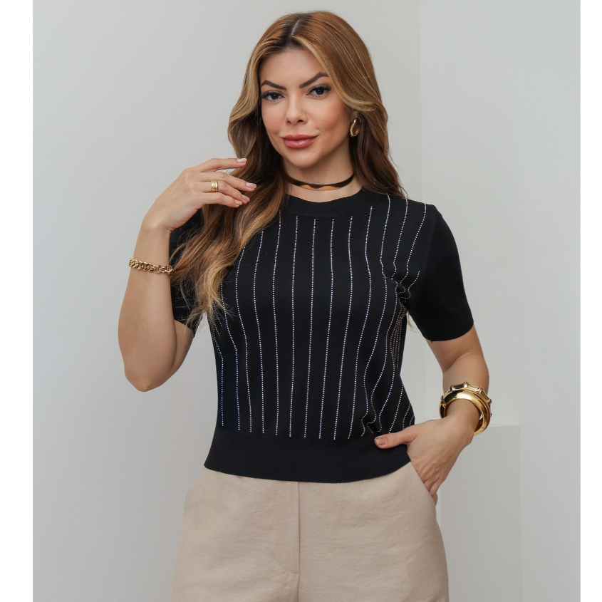 Blusa Feminina Cropped T-Shirt Modal Fresco Casual Tendência Elegante Verão 3RD SD1813/1334