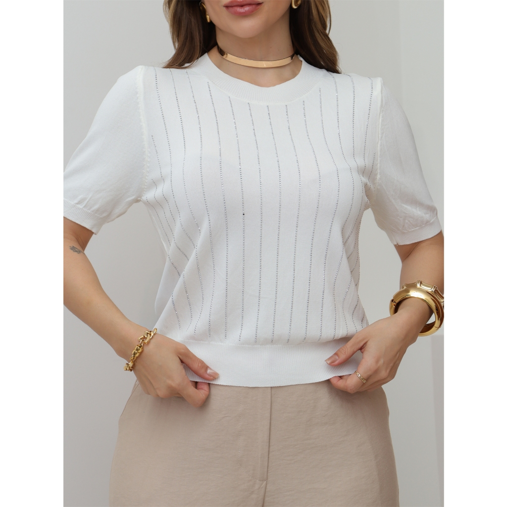 Blusa Feminina Cropped T-Shirt Modal Fresco Casual Tendência Elegante Verão 3RD SD1813/1334