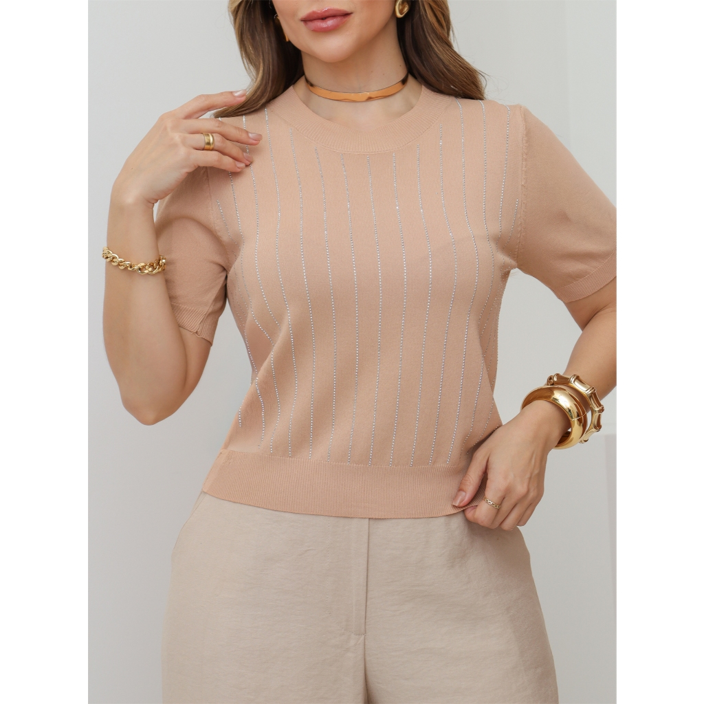 Blusa Feminina Cropped T-Shirt Modal Fresco Casual Tendência Elegante Verão 3RD SD1813/1334