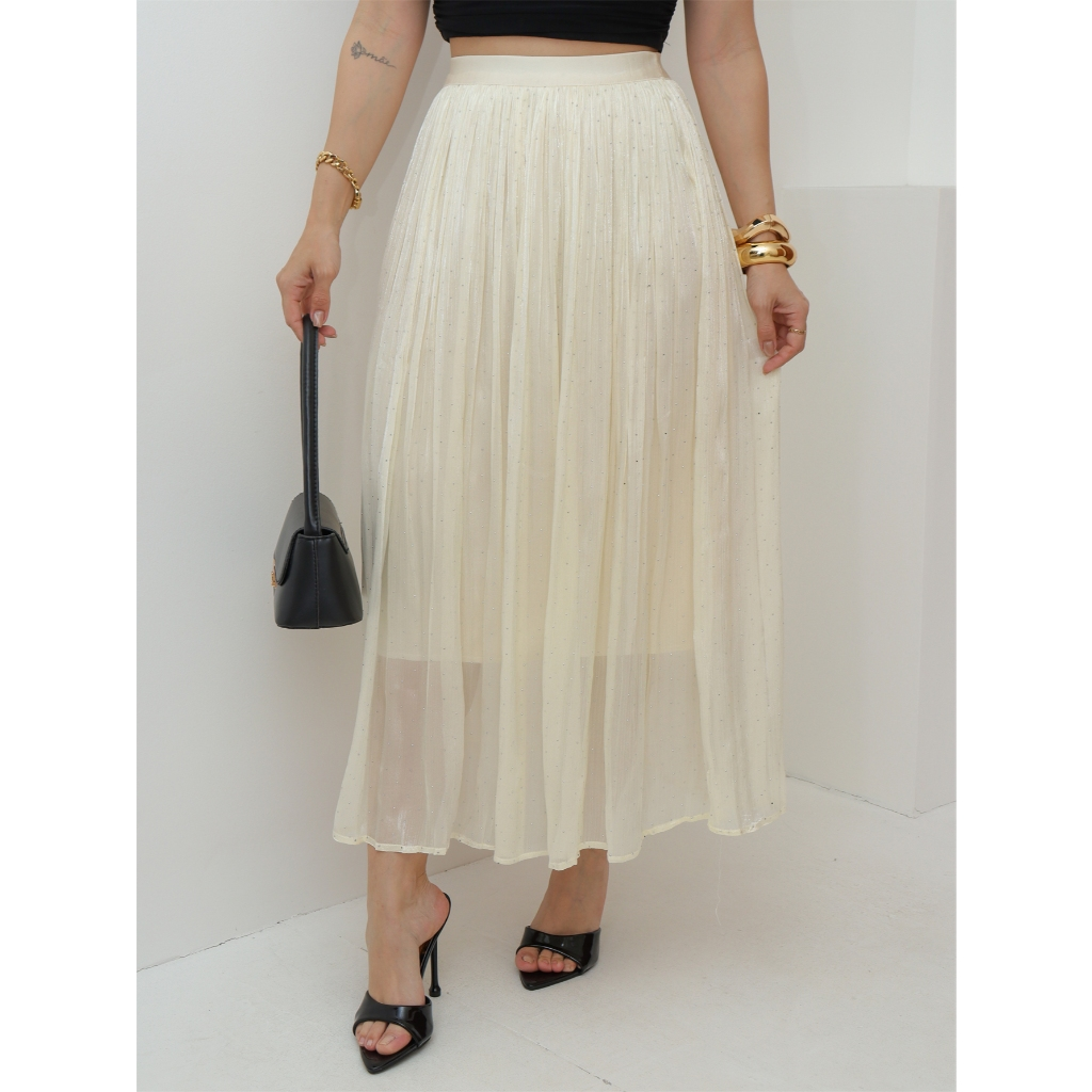 Saia de Tule Longa Feminina Brilho Forrada Evangélica Elegante Moda 3RD SD1503