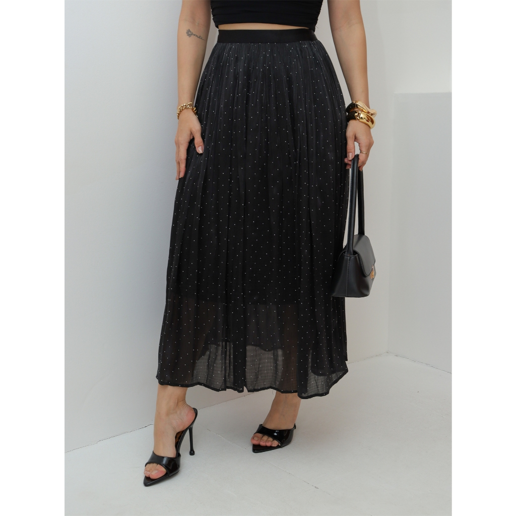 Saia de Tule Longa Feminina Brilho Forrada Evangélica Elegante Moda 3RD SD1503