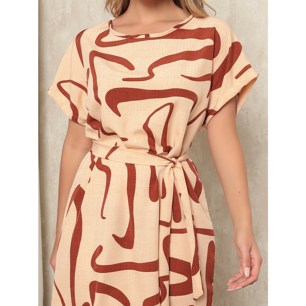 Vestido confortável solto / Feminino de Poliéster /Leve /Dia das Mães