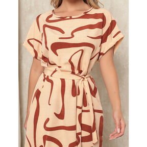 Vestido confortável solto / Feminino de Poliéster /Leve /Dia das Mães