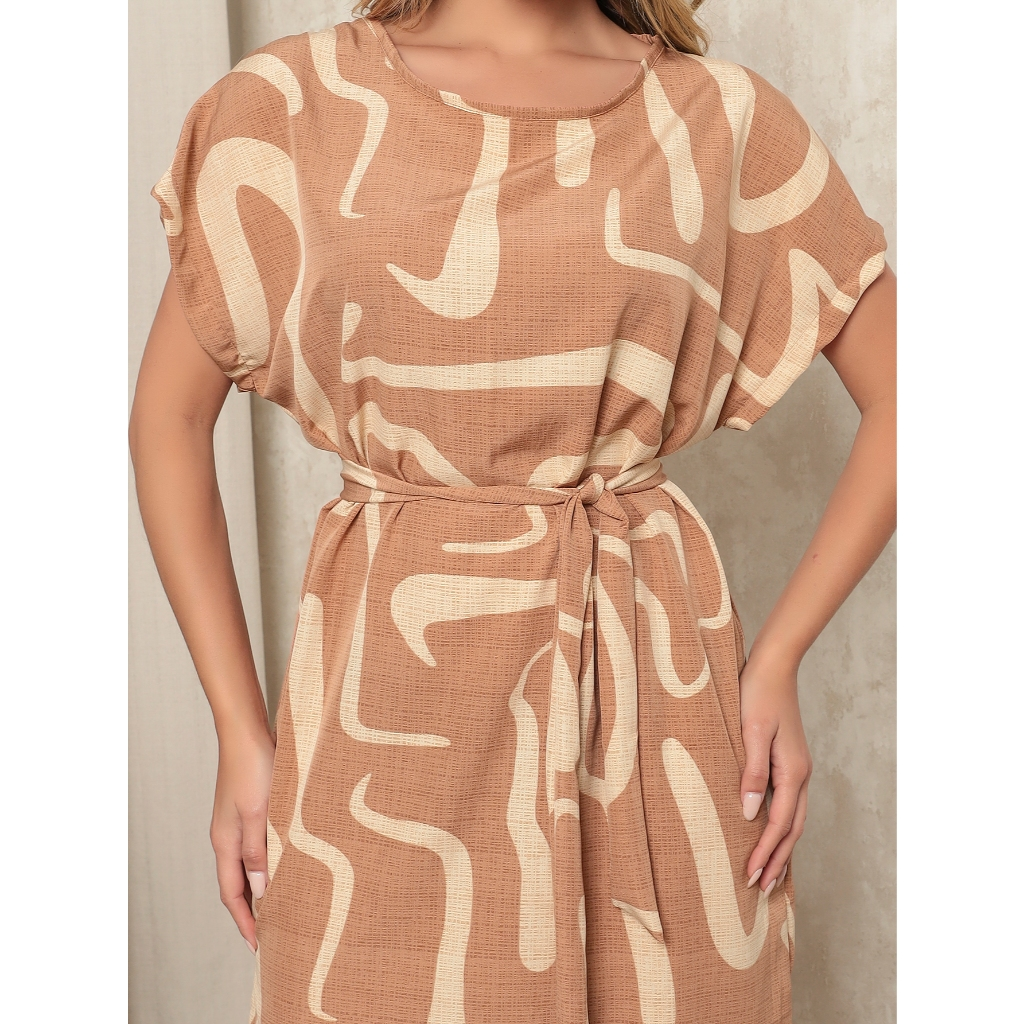 Vestido confortável solto / Feminino de Poliéster /Leve /Dia das Mães