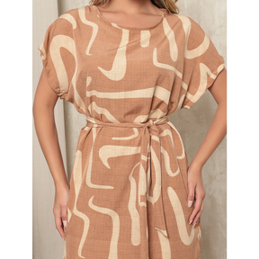 Vestido confortável solto / Feminino de Poliéster /Leve /Dia das Mães