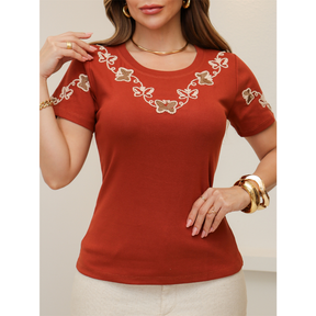 Blusa Feminina T-Shirt Camiseta Algodão Canelada Estampada Casual Moda Verão 3RD SD1841