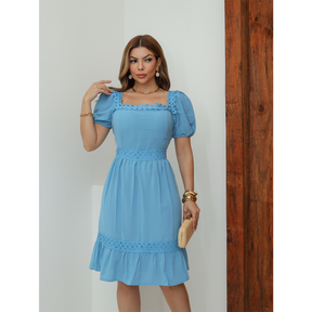 Vestido Curto Feminino De Festa Elegante Casamento Manga Bufante Com Bojo Verão 3RD SD1363/SD1593