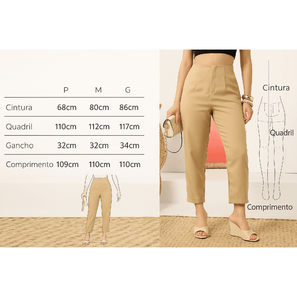 Calça Alfaiataria estilo Zarah Feminina Cintura Alta Com ziper Social Elegante Moda Luxo Blogueirinha