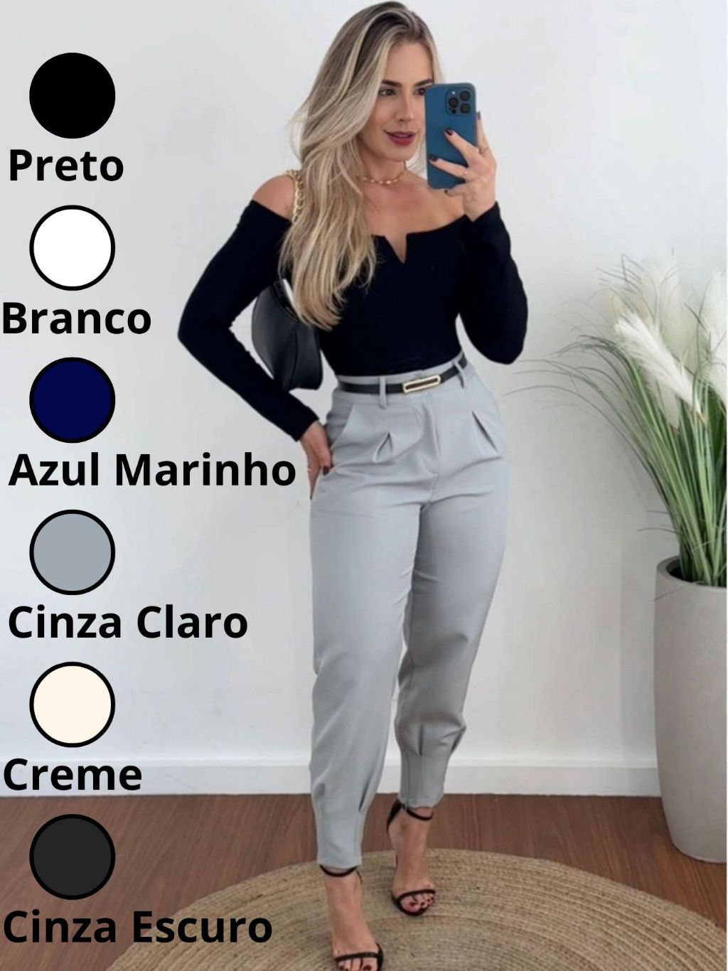 Calça Alfaiataria Feminina Cintura Alta Com Pença Casual e Social do P até G1