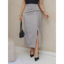 Frenchy Saia Envolvente Casual Feminina de Cor Sólida com Cordão, Primavera/Verão/M5509